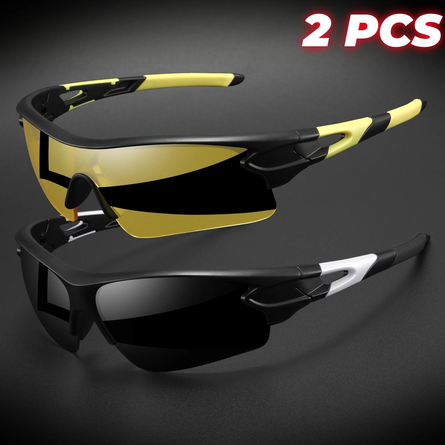 Lot de 2 paires de lunettes de sport de protection UV400 neuves - Verres enveloppants légers, unisexes, pour le vélo, la randonnée et un usage quotidien