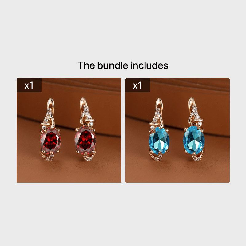 Boucles d'oreilles puces plaquées or 18 carats, pierre bleue et plus de 26 COULEURS au CHOIX