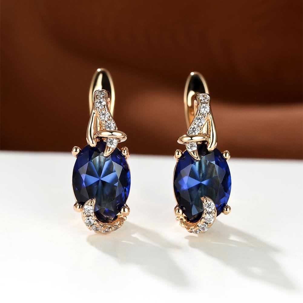 Boucles d'oreilles puces plaquées or 18 carats, pierre bleue et plus de 26 COULEURS au CHOIX