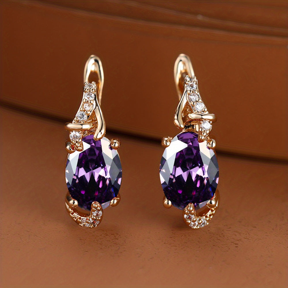 Boucles d'oreilles puces plaquées or 18 carats, pierre bleue et plus de 26 COULEURS au CHOIX