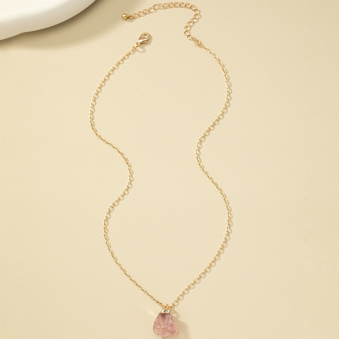 Collier pendentif en cristal naturel irrégulier, plaqué or 14 carats, pour femme