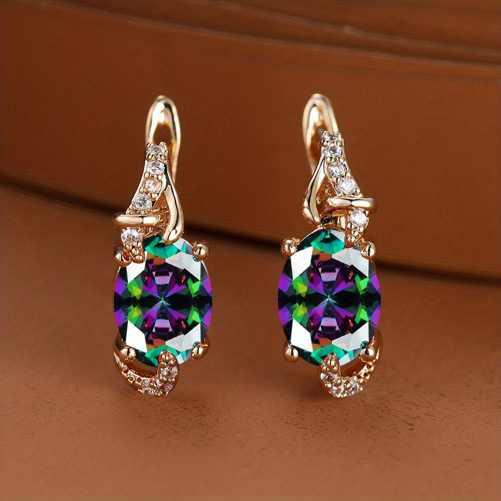 Boucles d'oreilles puces plaquées or 18 carats, pierre bleue et plus de 26 COULEURS au CHOIX