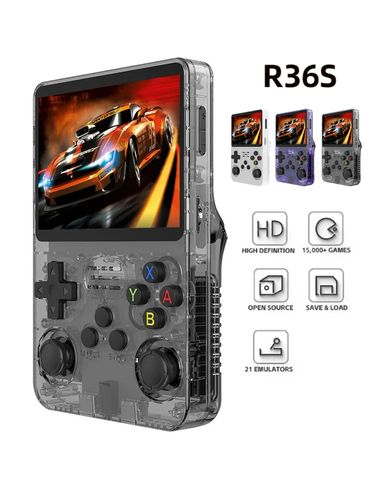 Console de +10000 jeux vidéo portable rétro véritable R36S 128 Go, système Linux, écran IPS 3,5 pouces, lecteur vidéo de poche portable R36s Pro, jeux 64 Go