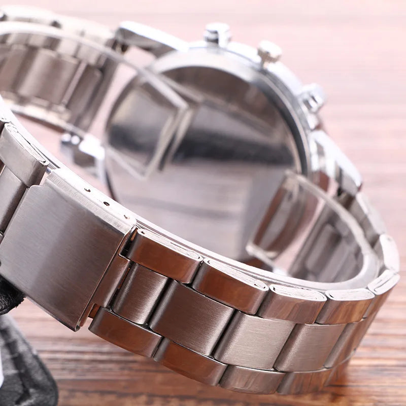 Montre à Quartz pour hommes, décontractée, en acier inoxydable, avec ceinture en maille, cadran rond Simple, montre-bracelet d'affaires