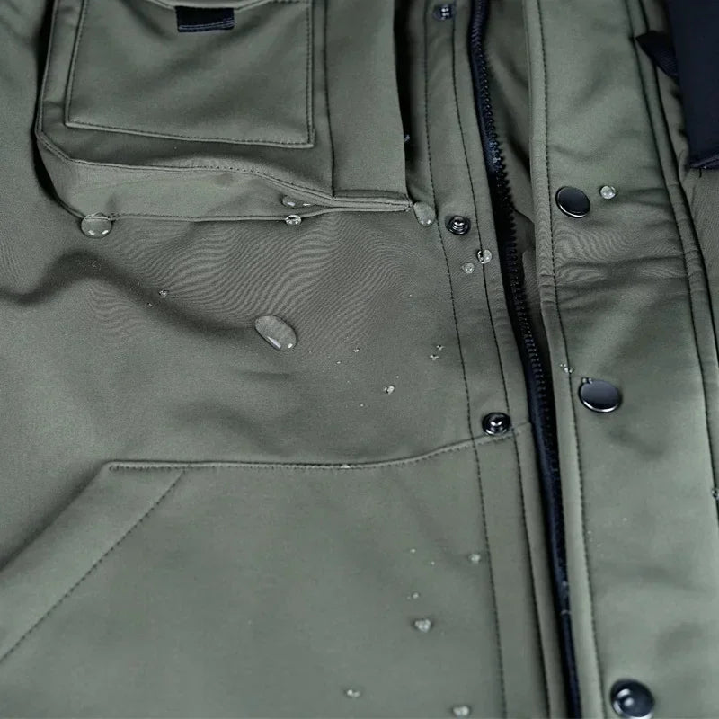 Ensemble tactique imperméable en peau de requin pour homme : veste de combat épaisse en polaire + pantalon cargo chaud coupe-vent (2 pièces).