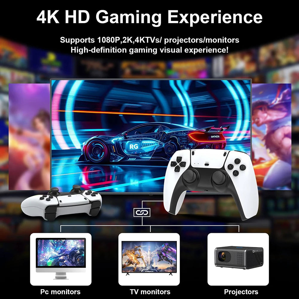 Jeux vidéo TV 4K M15 avec 64 Go de mémoire intégrée, 3 jeux et plus de 40 000 titres rétro, manettes sans fil et compatible avec plus de 20 émulateurs pour jeux sur TV HD.