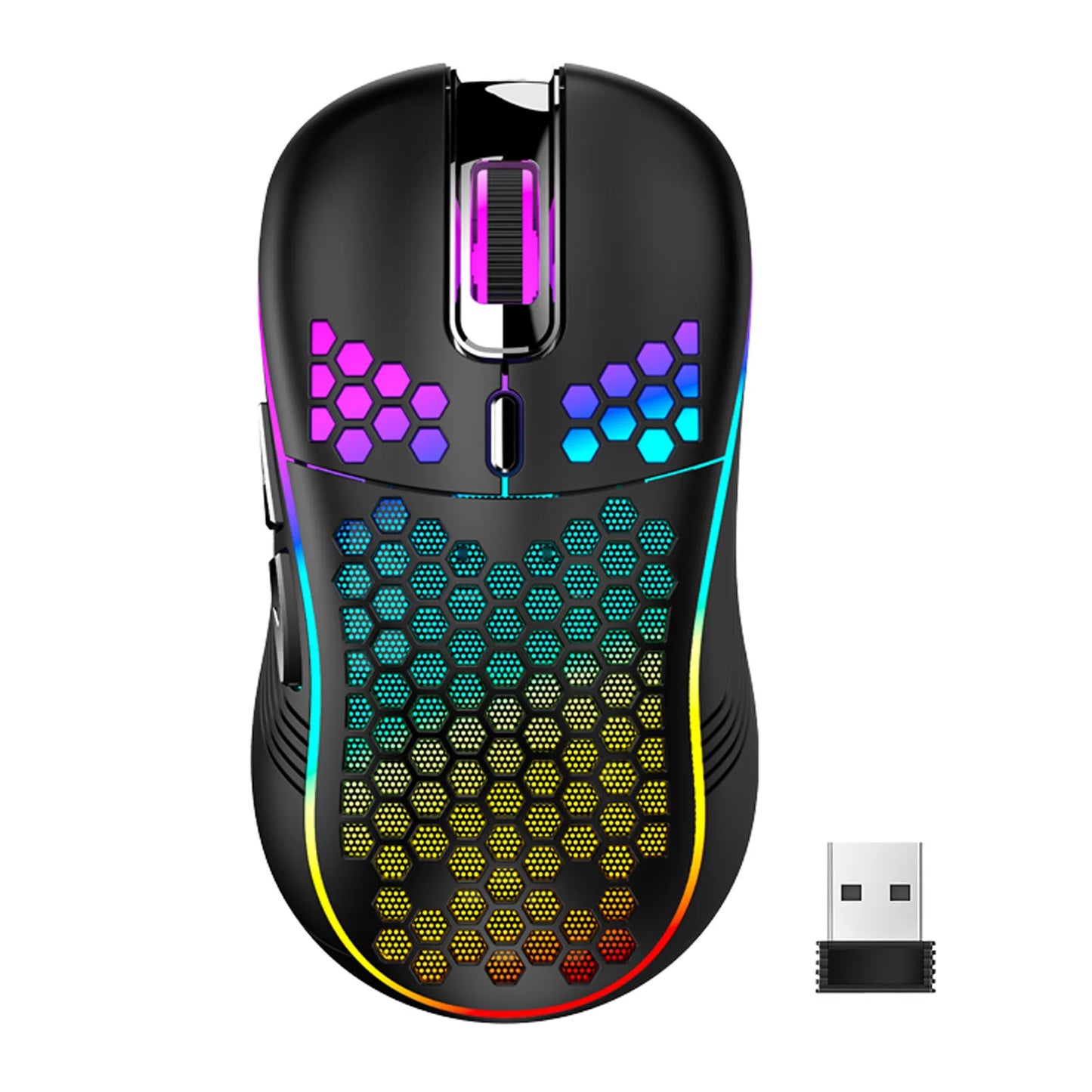 Souris gaming avec ou sans Fil Honeycomb, rétroéclairage RGB, 7200 DPI réglable, ergonomique, USB, pour PC et ordinateurs portables Windows.