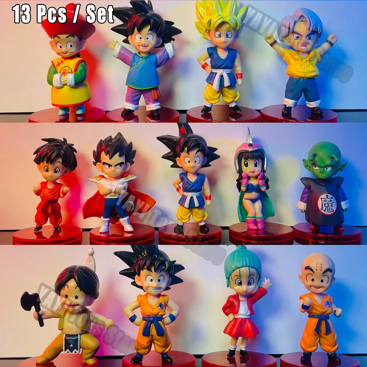 Figurine Dragon Ball Z Super Saiyan Son Goku, Son Gohan, Vegeta, Broly, Piccolo et Majin Buu - Coffret de figurines articulées - Cadeau - Jouet