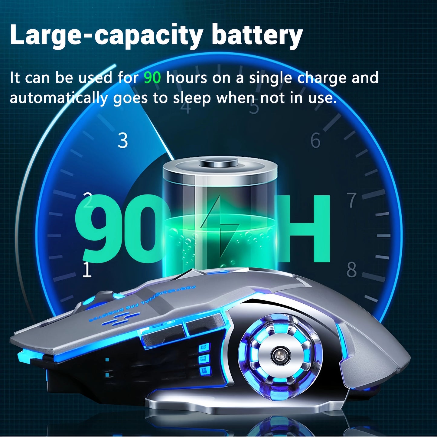 Souris sans fil 2,4 GHz Bluetooth, souris gaming rétro-éclairé RGB, souris rechargeable et silencieuse, 3 600 DPI, compatible avec MacBook et ordinateur portable.