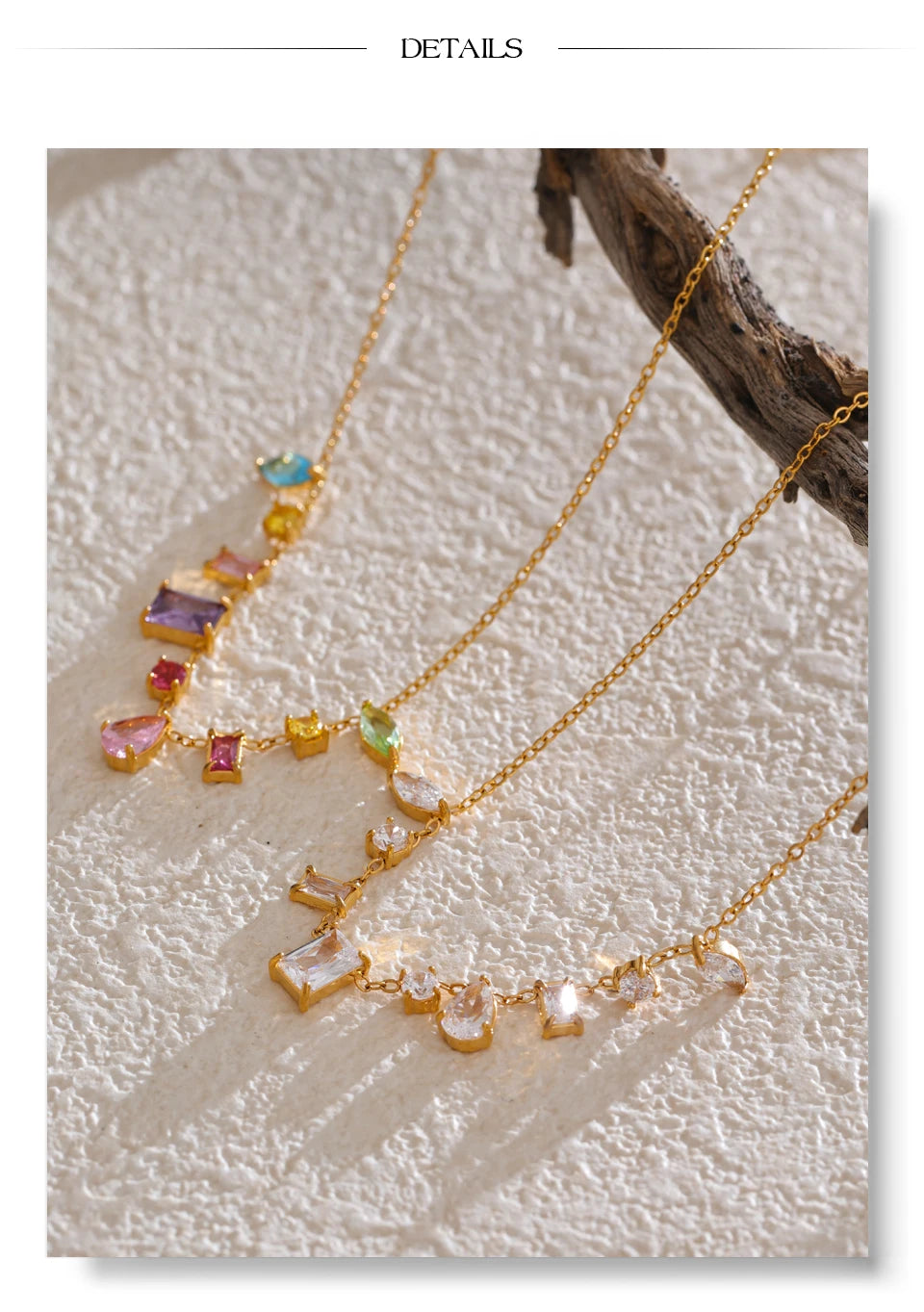 Collier pendentif plaqué or, coloré ou blanc et délicat orné de zircones cubiques, inoxydable de haute qualité, bijou tendance et raffiné. Un cadeau exquis.