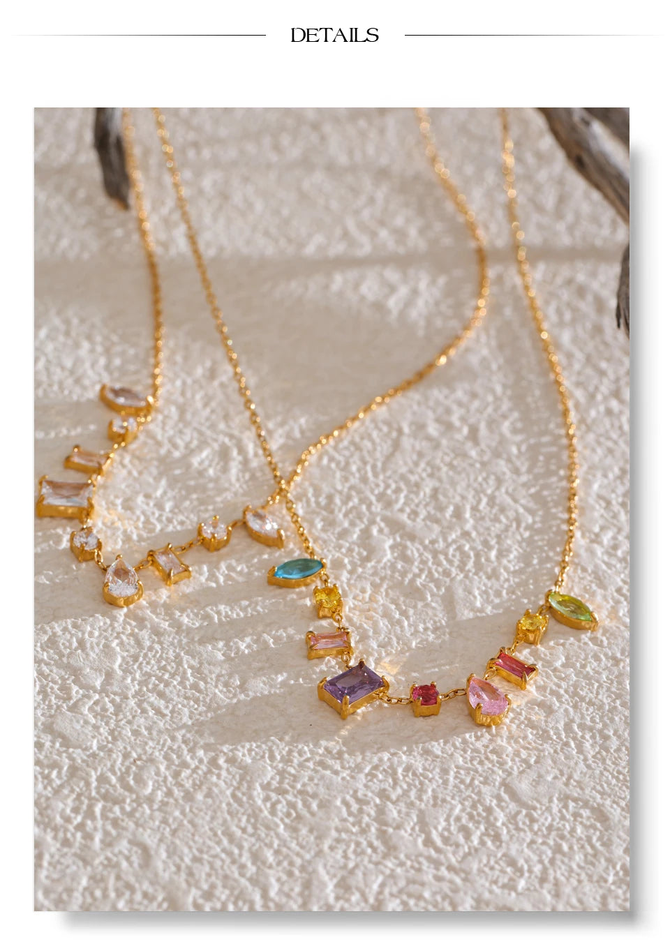 Collier pendentif plaqué or, coloré ou blanc et délicat orné de zircones cubiques, inoxydable de haute qualité, bijou tendance et raffiné. Un cadeau exquis.