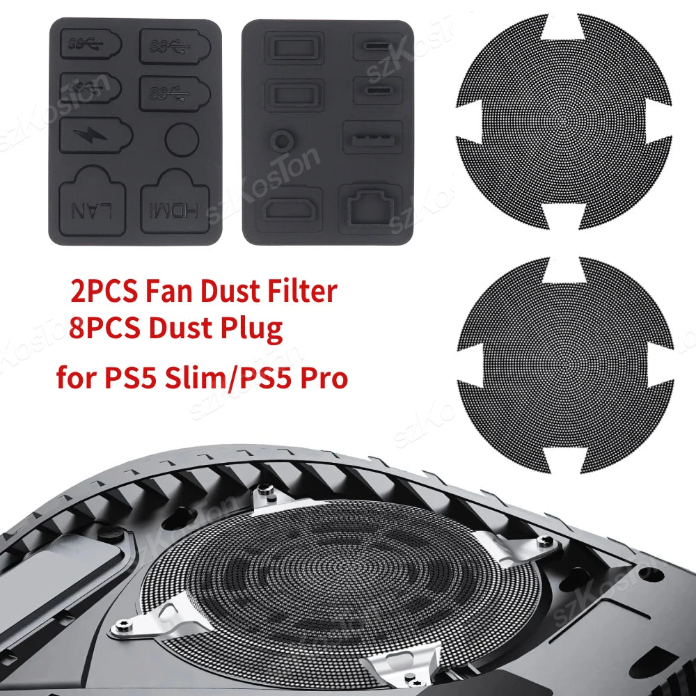 Filtre anti-poussière pour ventilateurs de refroidissement PS5 Slim et PS5 Pro - Accessoires pour consoles de jeux - Kit anti-poussière en silicone