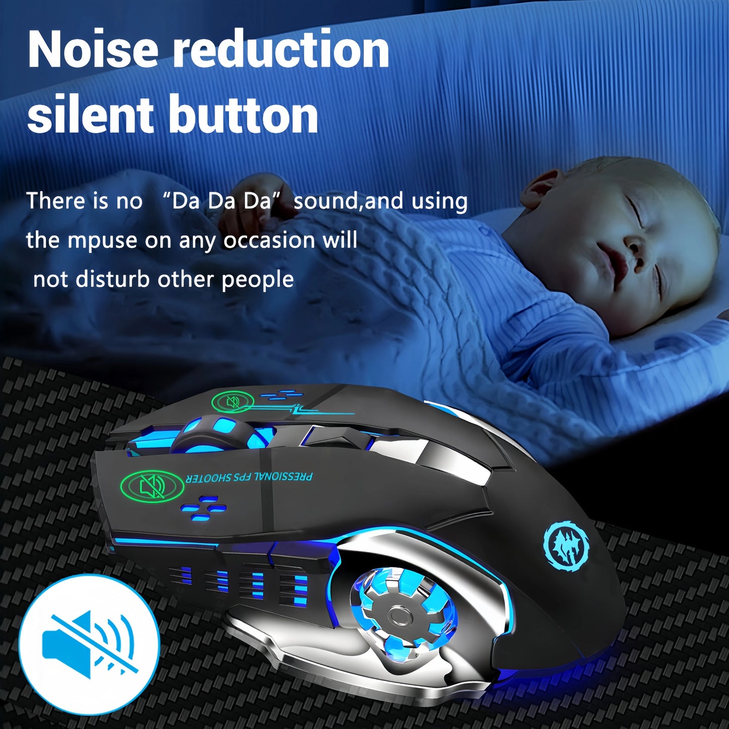 Souris sans fil 2,4 GHz Bluetooth, souris gaming rétro-éclairé RGB, souris rechargeable et silencieuse, 3 600 DPI, compatible avec MacBook et ordinateur portable.