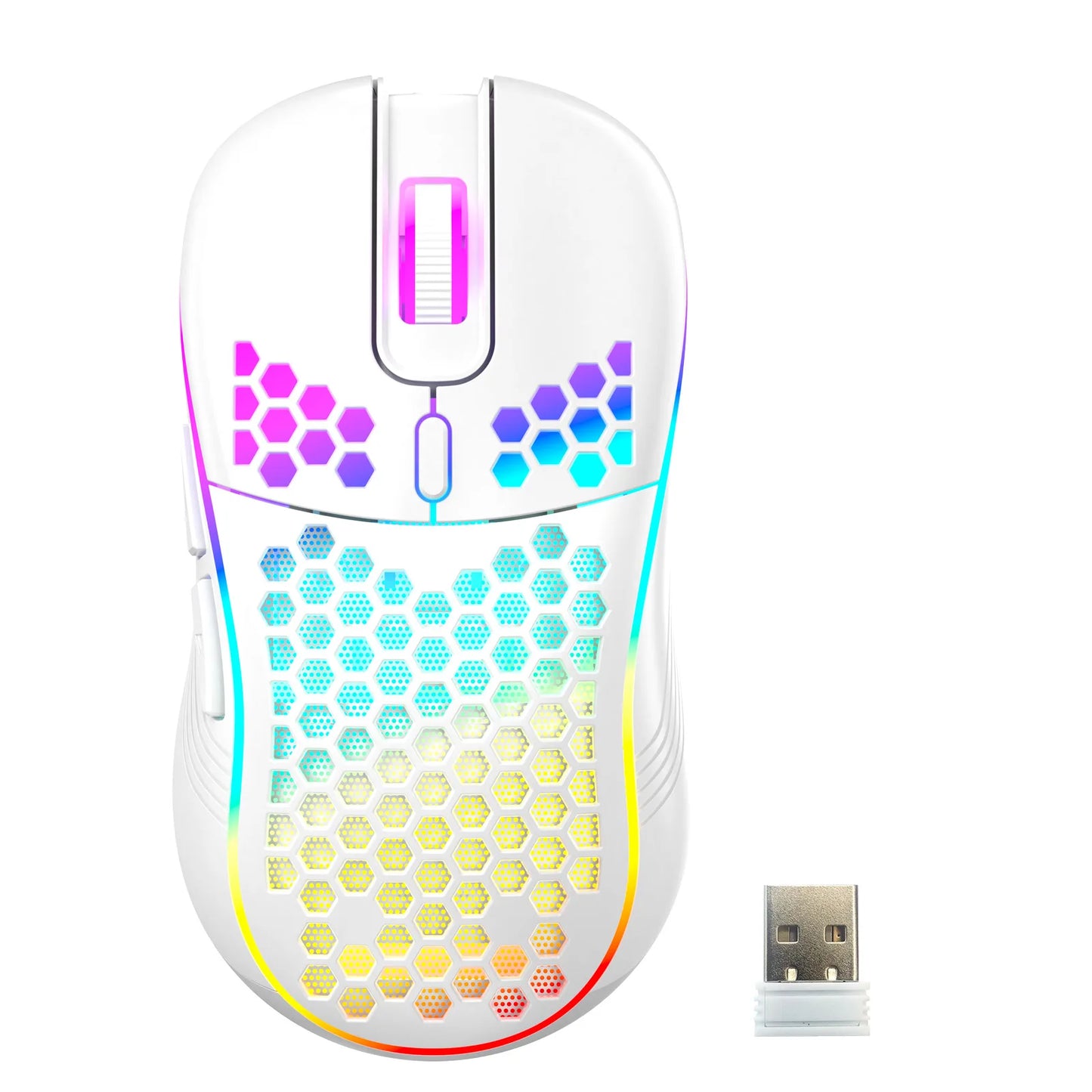 Souris gaming avec ou sans Fil Honeycomb, rétroéclairage RGB, 7200 DPI réglable, ergonomique, USB, pour PC et ordinateurs portables Windows.