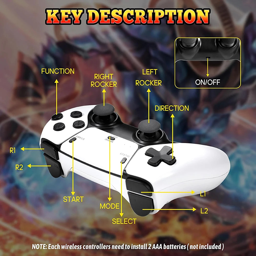 +30 000 Jeux vidéo rétro TV 4K M15, 64 Go de mémoire intégrée, plus de 30 000 jeux rétro, manettes sans fil, compatible avec plus de 20 émulateurs pour jeux sur TV HD.