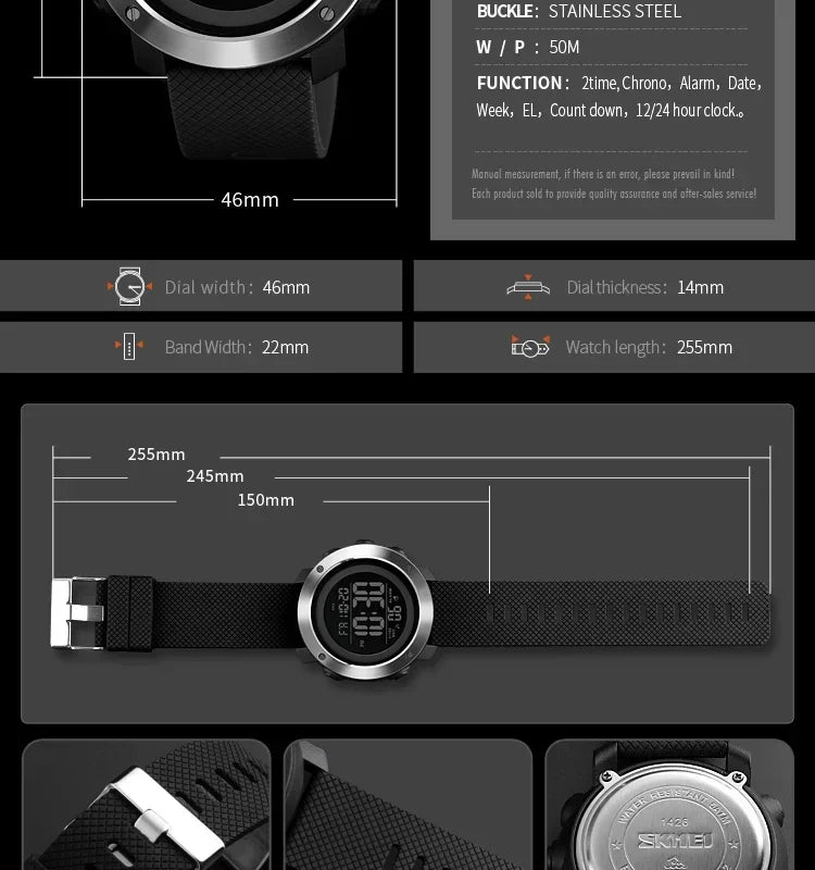 Montre SKMEI 1426 pour homme, réveil, montre numérique tendance, montre de sport, montre de luxe étanche à 5 bars