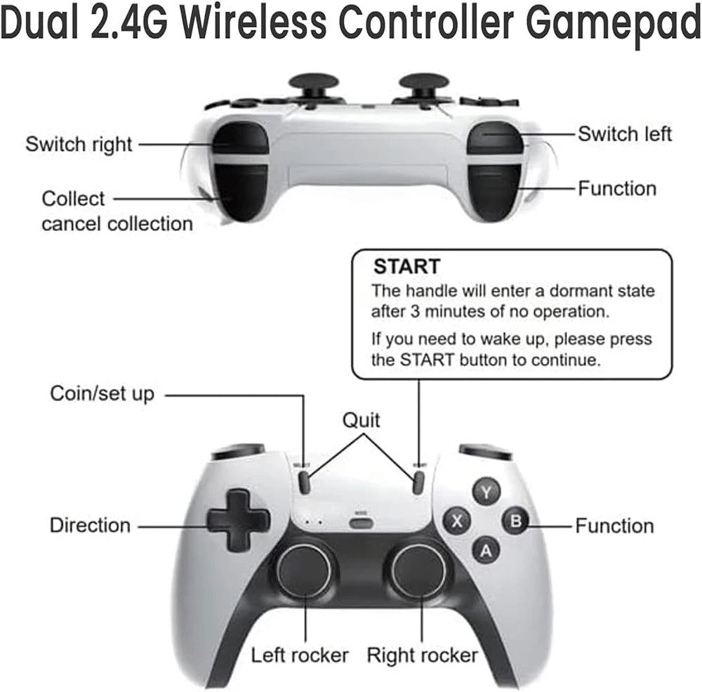 +30 000 Jeux vidéo rétro TV 4K M15, 64 Go de mémoire intégrée, plus de 30 000 jeux rétro, manettes sans fil, compatible avec plus de 20 émulateurs pour jeux sur TV HD.