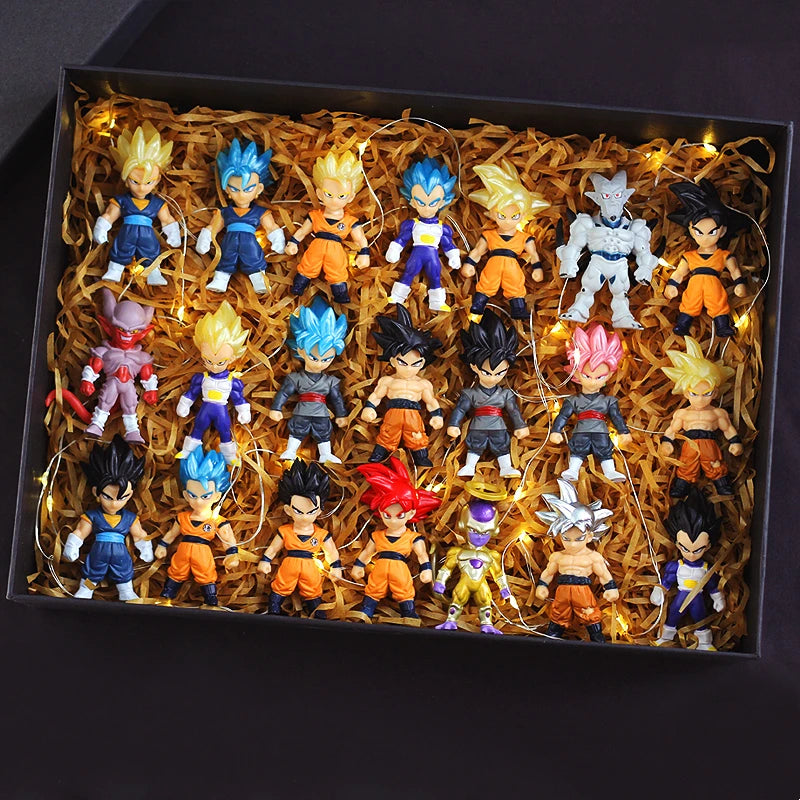 Figurine Dragon Ball Z Super Saiyan Son Goku, Son Gohan, Vegeta, Broly, Piccolo et Majin Buu - Coffret de figurines articulées - Cadeau - Jouet