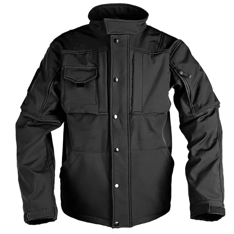 Ensemble tactique imperméable en peau de requin pour homme : veste de combat épaisse en polaire + pantalon cargo chaud coupe-vent (2 pièces).