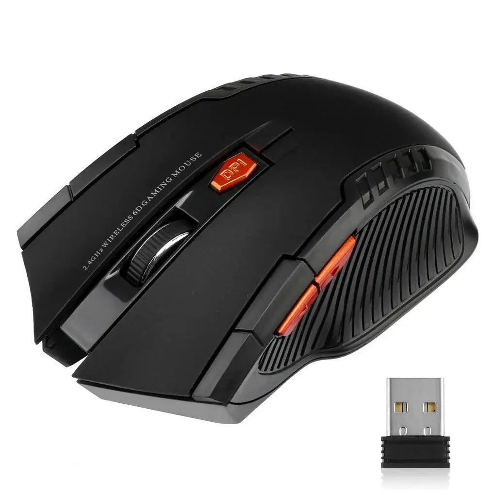 Souris sans fil 2,4 GHz, 1600 DPI, optique, 6 boutons, avec récepteur USB, pour PC et ordinateur portable. Accessoires inclus.
