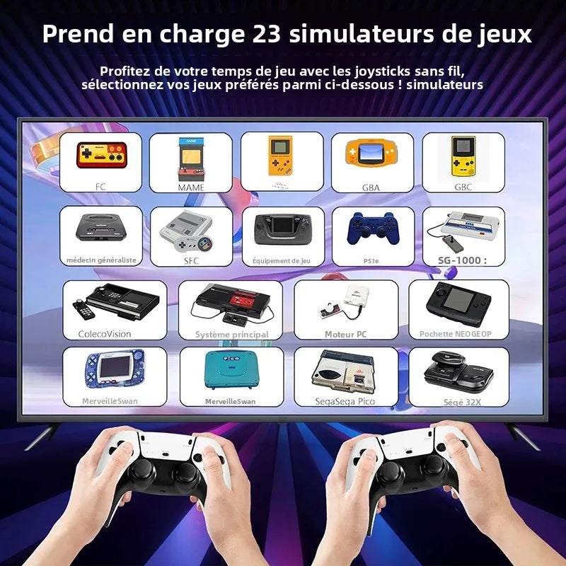 Jeux vidéo TV 4K M15 avec 64 Go de mémoire intégrée, 3 jeux et plus de 40 000 titres rétro, manettes sans fil et compatible avec plus de 20 émulateurs pour jeux sur TV HD.