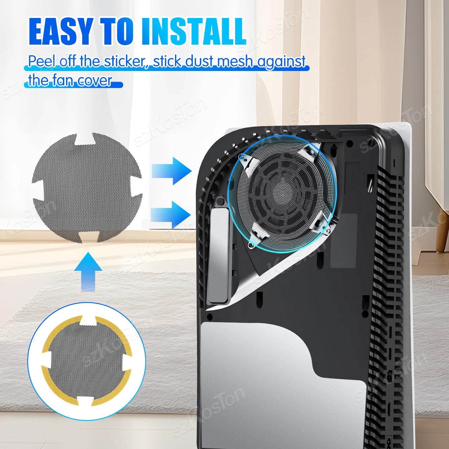 Filtre anti-poussière pour ventilateurs de refroidissement PS5 Slim et PS5 Pro - Accessoires pour consoles de jeux - Kit anti-poussière en silicone