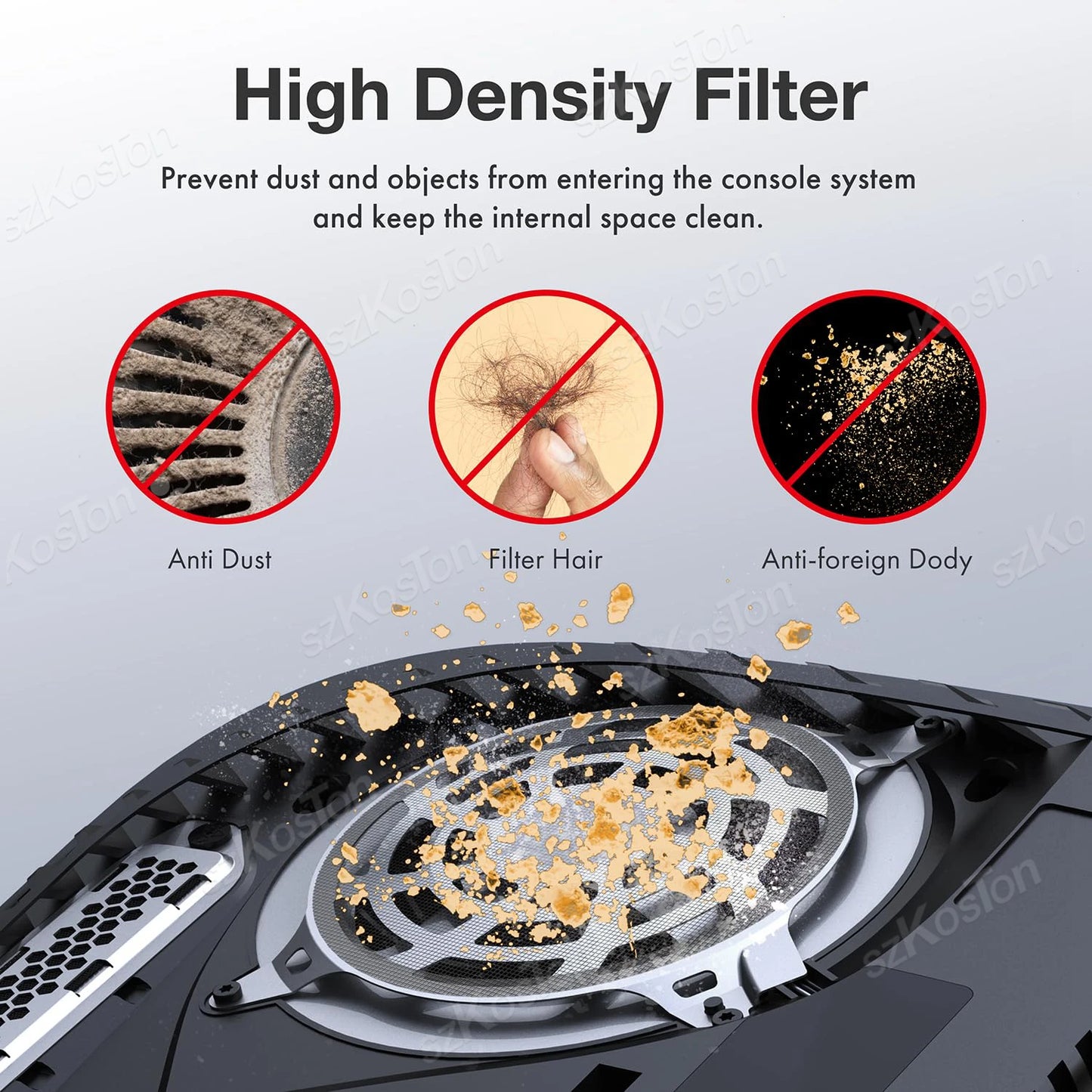 Filtre anti-poussière pour ventilateurs de refroidissement PS5 Slim et PS5 Pro - Accessoires pour consoles de jeux - Kit anti-poussière en silicone