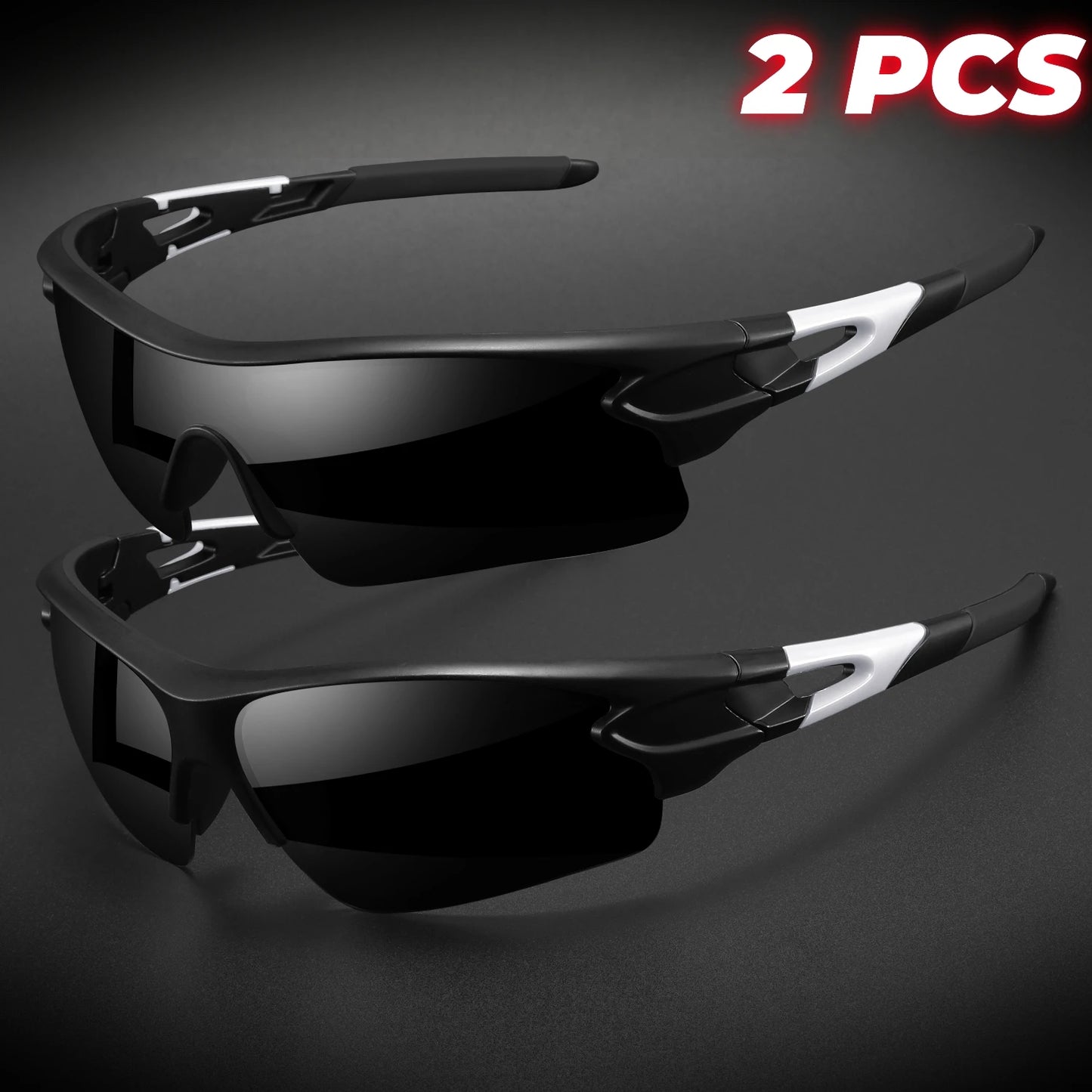 Lot de 2 paires de lunettes de sport de protection UV400 neuves - Verres enveloppants légers, unisexes, pour le vélo, la randonnée et un usage quotidien