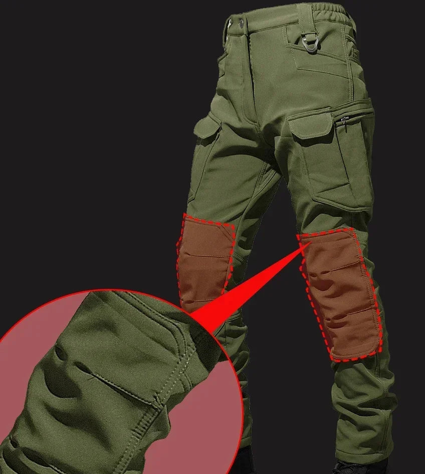 Ensemble tactique imperméable en peau de requin pour homme : veste de combat épaisse en polaire + pantalon cargo chaud coupe-vent (2 pièces).