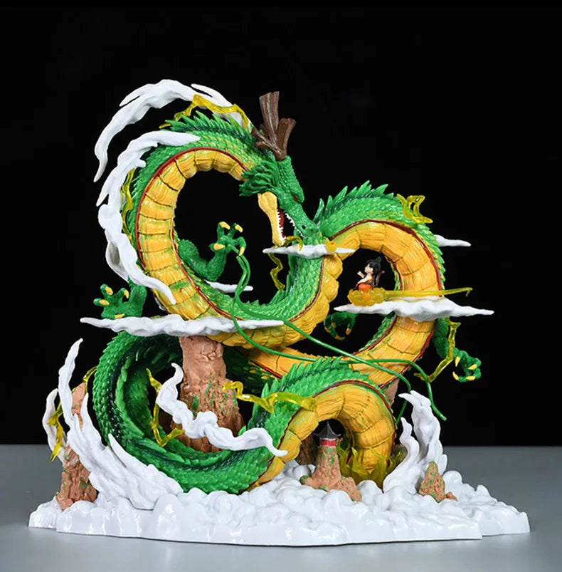 Figurine de 24 cm Dragon Ball, représentant Shenron et Goku. Figurine de collection.