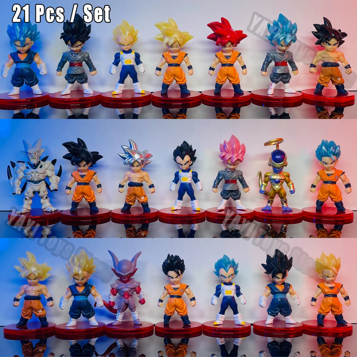 Figurine Dragon Ball Z Super Saiyan Son Goku, Son Gohan, Vegeta, Broly, Piccolo et Majin Buu - Coffret de figurines articulées - Cadeau - Jouet