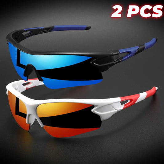 Lot de 2 paires de lunettes de sport de protection UV400 neuves - Verres enveloppants légers, unisexes, pour le vélo, la randonnée et un usage quotidien