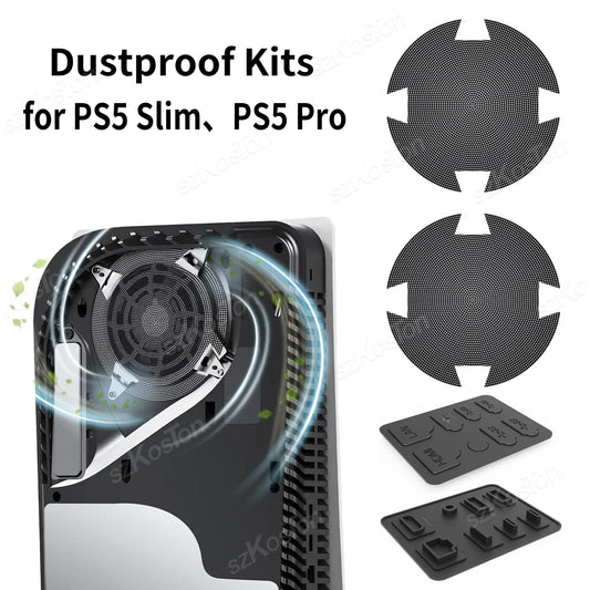 Filtre anti-poussière pour ventilateurs de refroidissement PS5 Slim et PS5 Pro - Accessoires pour consoles de jeux - Kit anti-poussière en silicone