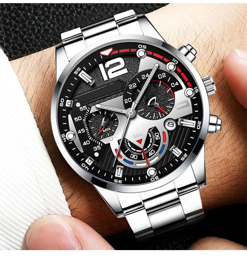 Montre Homme Montres de sport pour hommes, montres de luxe en acier à quartz, montres d'affaires pour hommes, montres décontractées