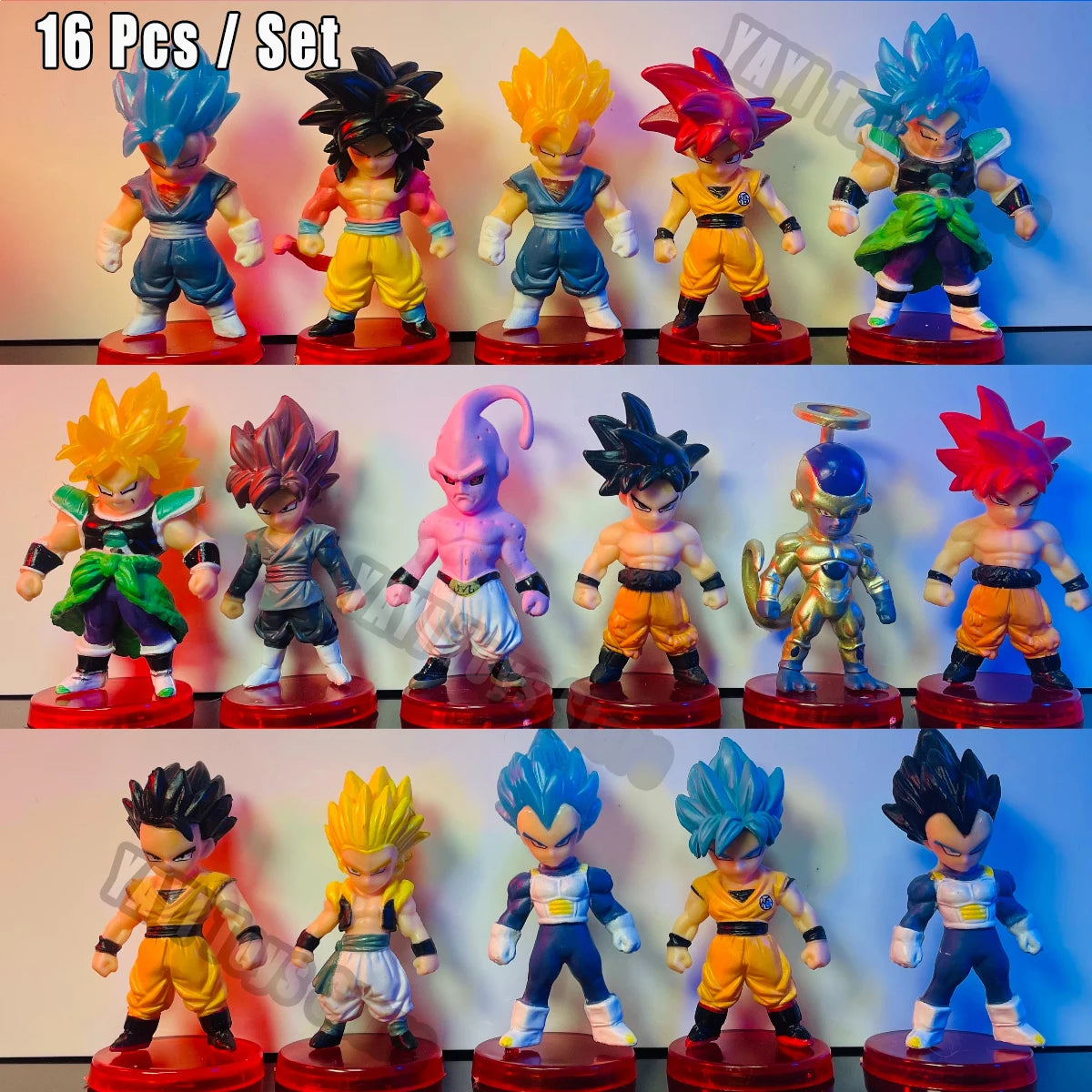 Figurine Dragon Ball Z Super Saiyan Son Goku, Son Gohan, Vegeta, Broly, Piccolo et Majin Buu - Coffret de figurines articulées - Cadeau - Jouet