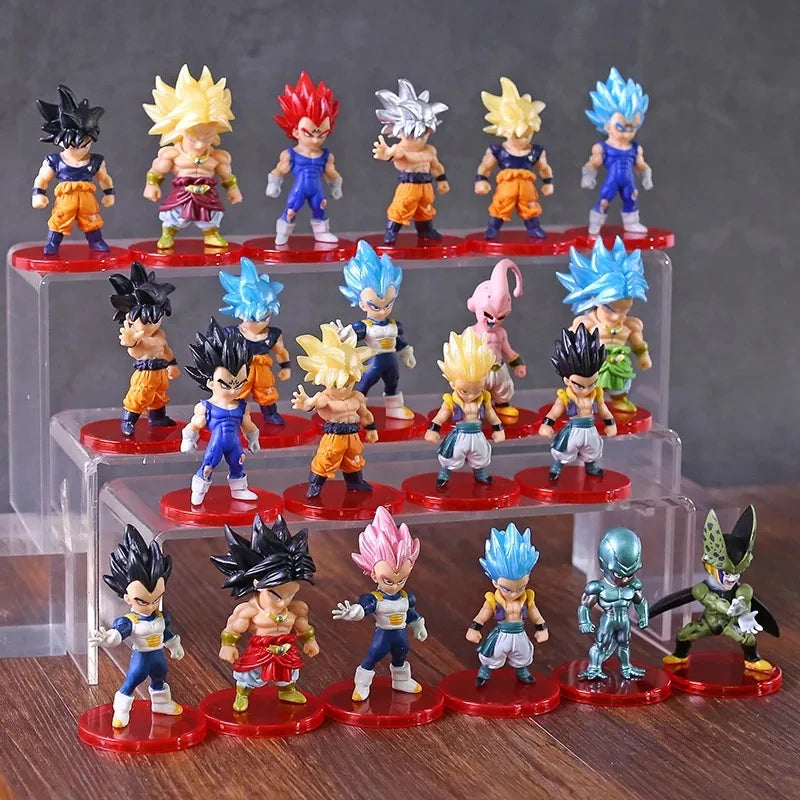 Figurine Dragon Ball Z Super Saiyan Son Goku, Son Gohan, Vegeta, Broly, Piccolo et Majin Buu - Coffret de figurines articulées - Cadeau - Jouet