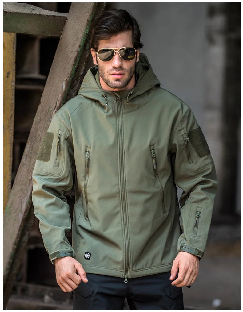 Vestes militaires en peau de requin à coque souple pour hommes, vestes tactiques coupe-vent et imperméables, vestes de combat de l'armée pour hommes, manteaux bombers à capuche pour hommes