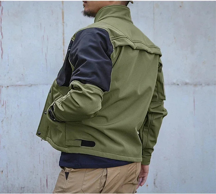 Ensemble tactique imperméable en peau de requin pour homme : veste de combat épaisse en polaire + pantalon cargo chaud coupe-vent (2 pièces).