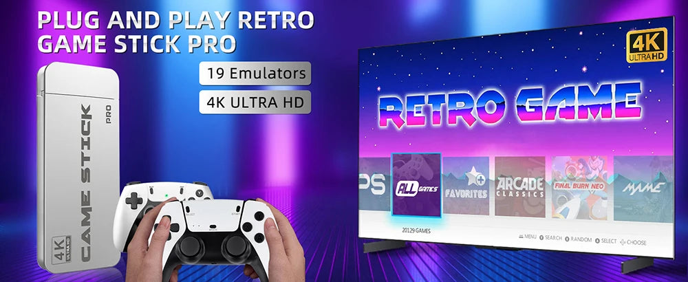 +30 000 Jeux vidéo rétro TV 4K M15, 64 Go de mémoire intégrée, plus de 30 000 jeux rétro, manettes sans fil, compatible avec plus de 20 émulateurs pour jeux sur TV HD.