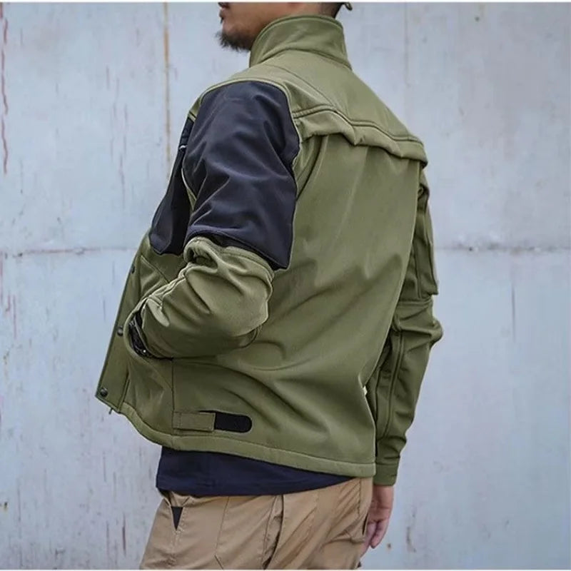 Ensemble tactique imperméable en peau de requin pour homme : veste de combat épaisse en polaire + pantalon cargo chaud coupe-vent (2 pièces).