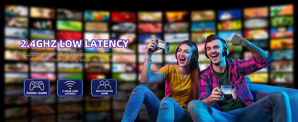 +30 000 Jeux vidéo rétro TV 4K M15, 64 Go de mémoire intégrée, plus de 30 000 jeux rétro, manettes sans fil, compatible avec plus de 20 émulateurs pour jeux sur TV HD.