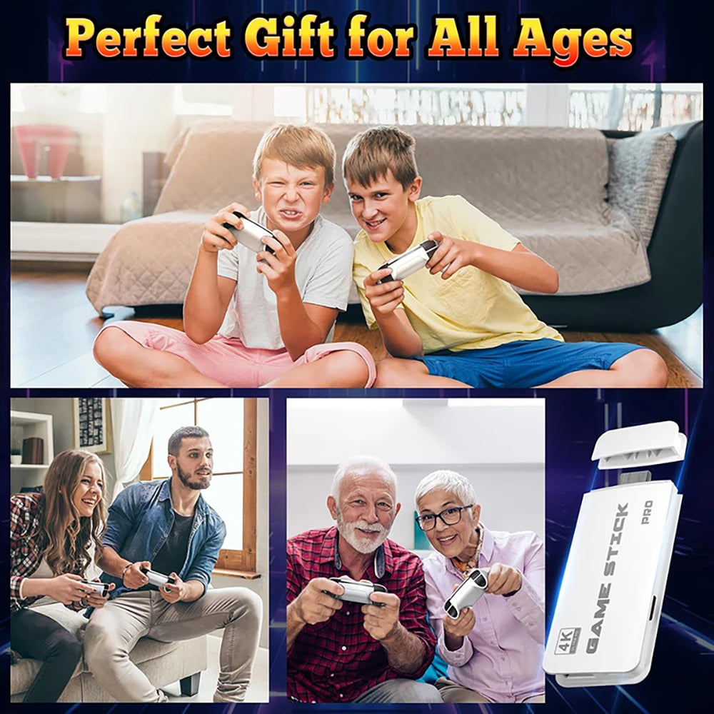 +30 000 Jeux vidéo rétro TV 4K M15, 64 Go de mémoire intégrée, plus de 30 000 jeux rétro, manettes sans fil, compatible avec plus de 20 émulateurs pour jeux sur TV HD.