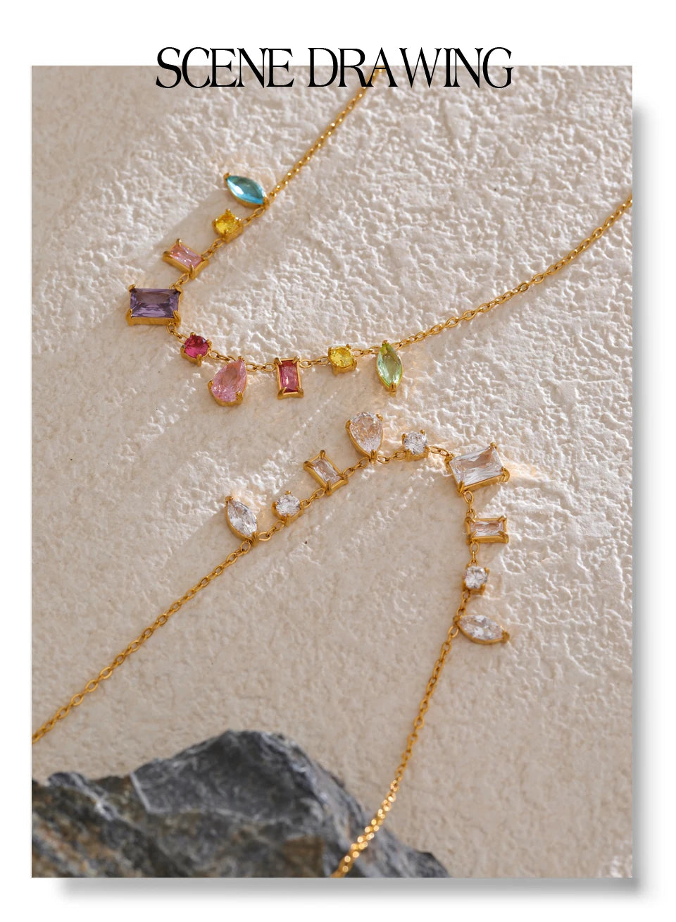 Collier pendentif plaqué or, coloré ou blanc et délicat orné de zircones cubiques, inoxydable de haute qualité, bijou tendance et raffiné. Un cadeau exquis.