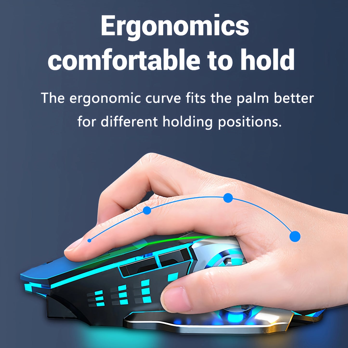Souris sans fil 2,4 GHz Bluetooth, souris gaming rétro-éclairé RGB, souris rechargeable et silencieuse, 3 600 DPI, compatible avec MacBook et ordinateur portable.