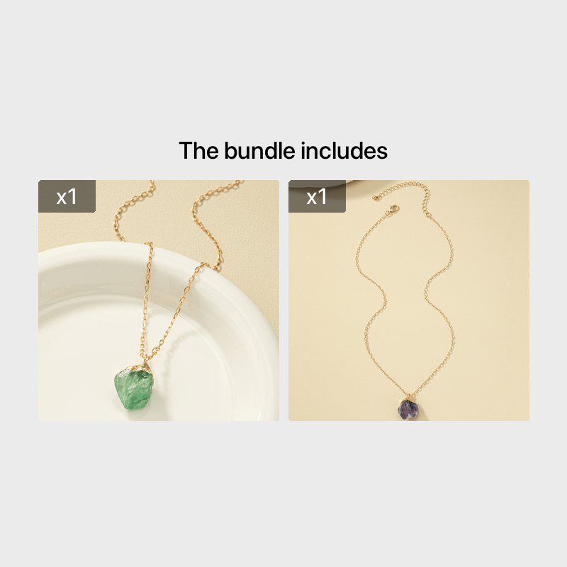 Collier pendentif en cristal naturel irrégulier, plaqué or 14 carats, pour femme