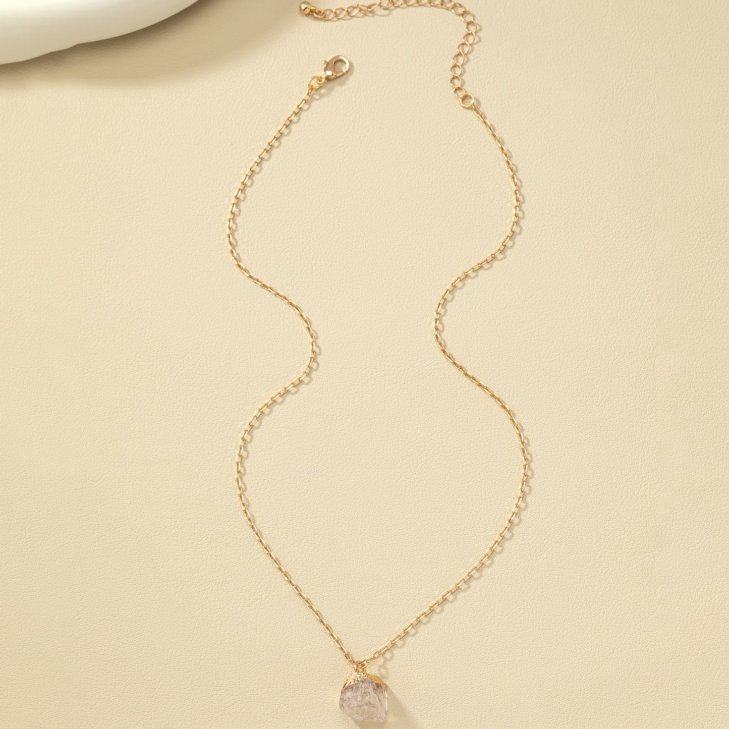 Collier pendentif en cristal naturel irrégulier, plaqué or 14 carats, pour femme