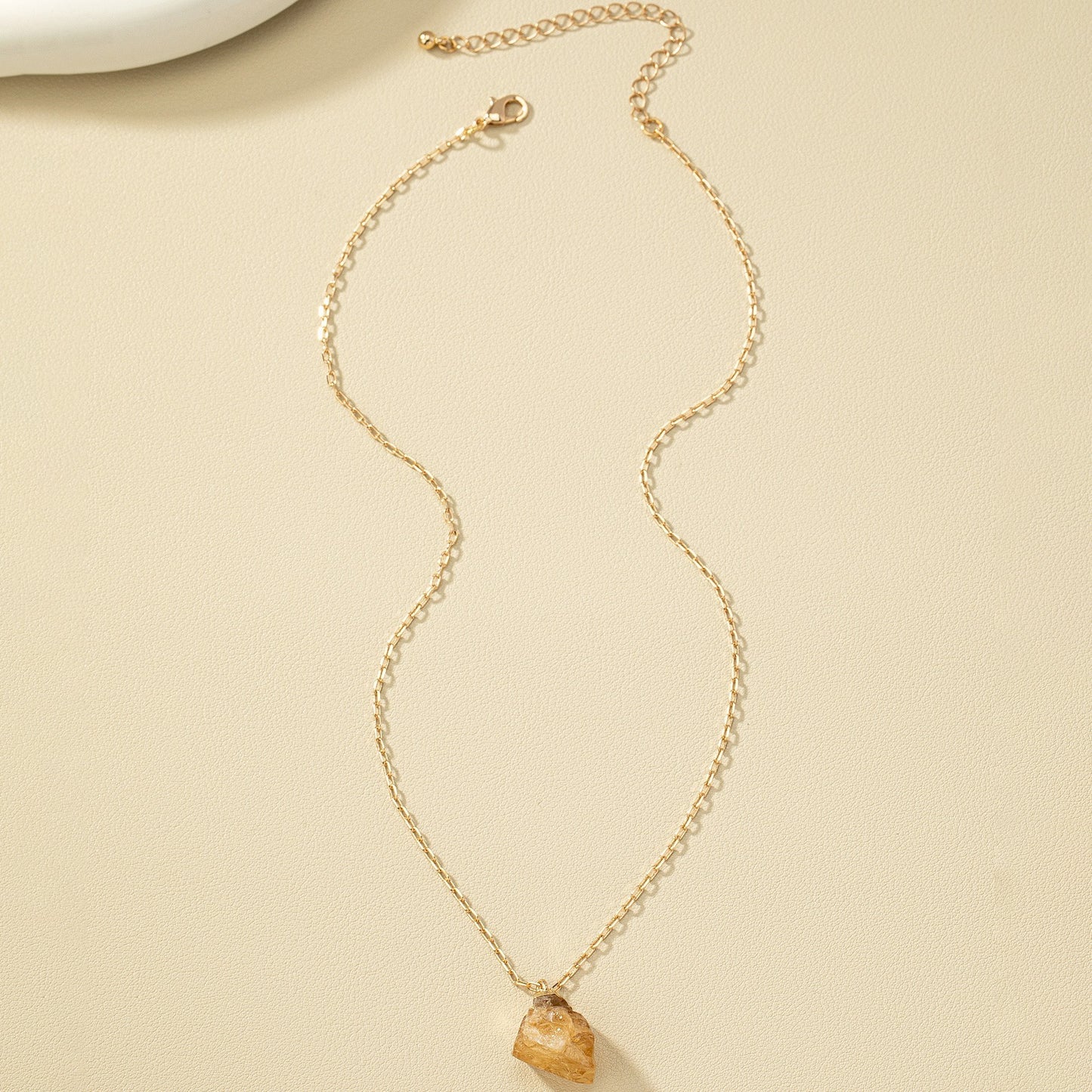 Collier pendentif en cristal naturel irrégulier, plaqué or 14 carats, pour femme