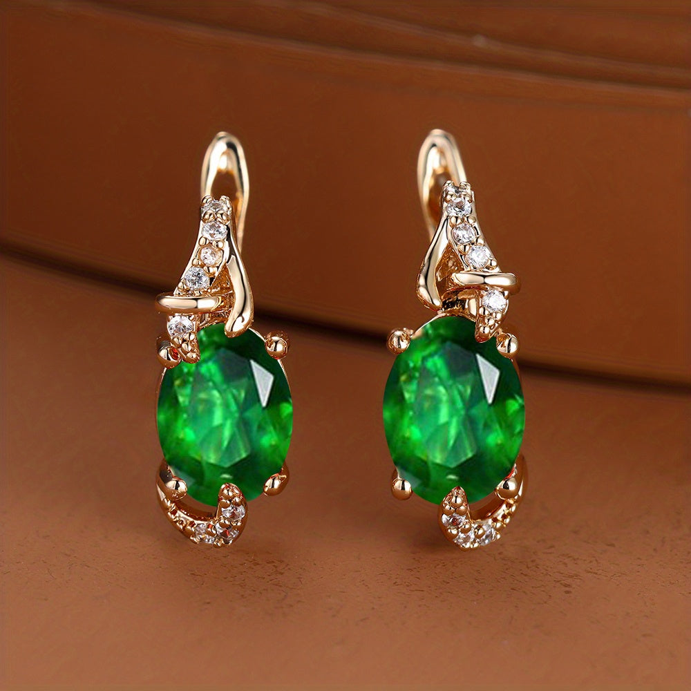 Boucles d'oreilles puces plaquées or 18 carats, pierre bleue et plus de 26 COULEURS au CHOIX