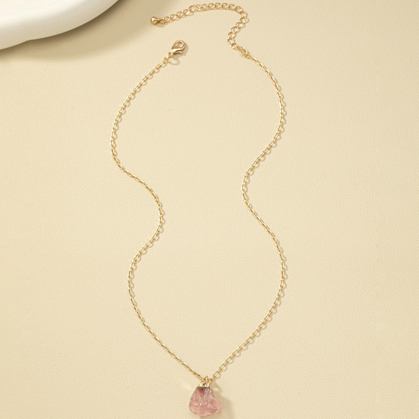 Collier pendentif en cristal naturel irrégulier, plaqué or 14 carats, pour femme